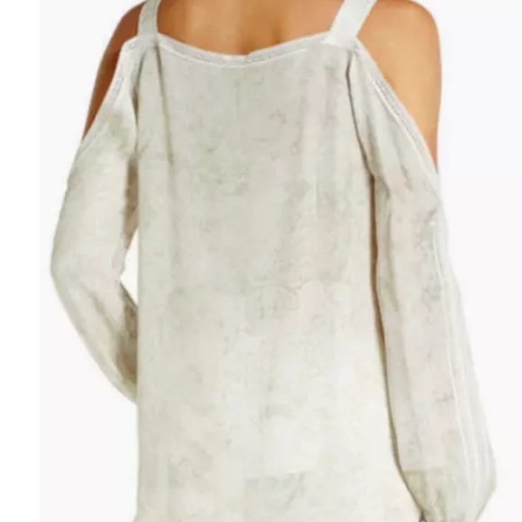 Elie Tahari Lindy Floral Print Silk Cold Shoulder Pull On Blouse / Shirt / Top. - Picture 3 of 10